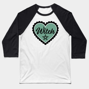 Green Witch Heart Baseball T-Shirt